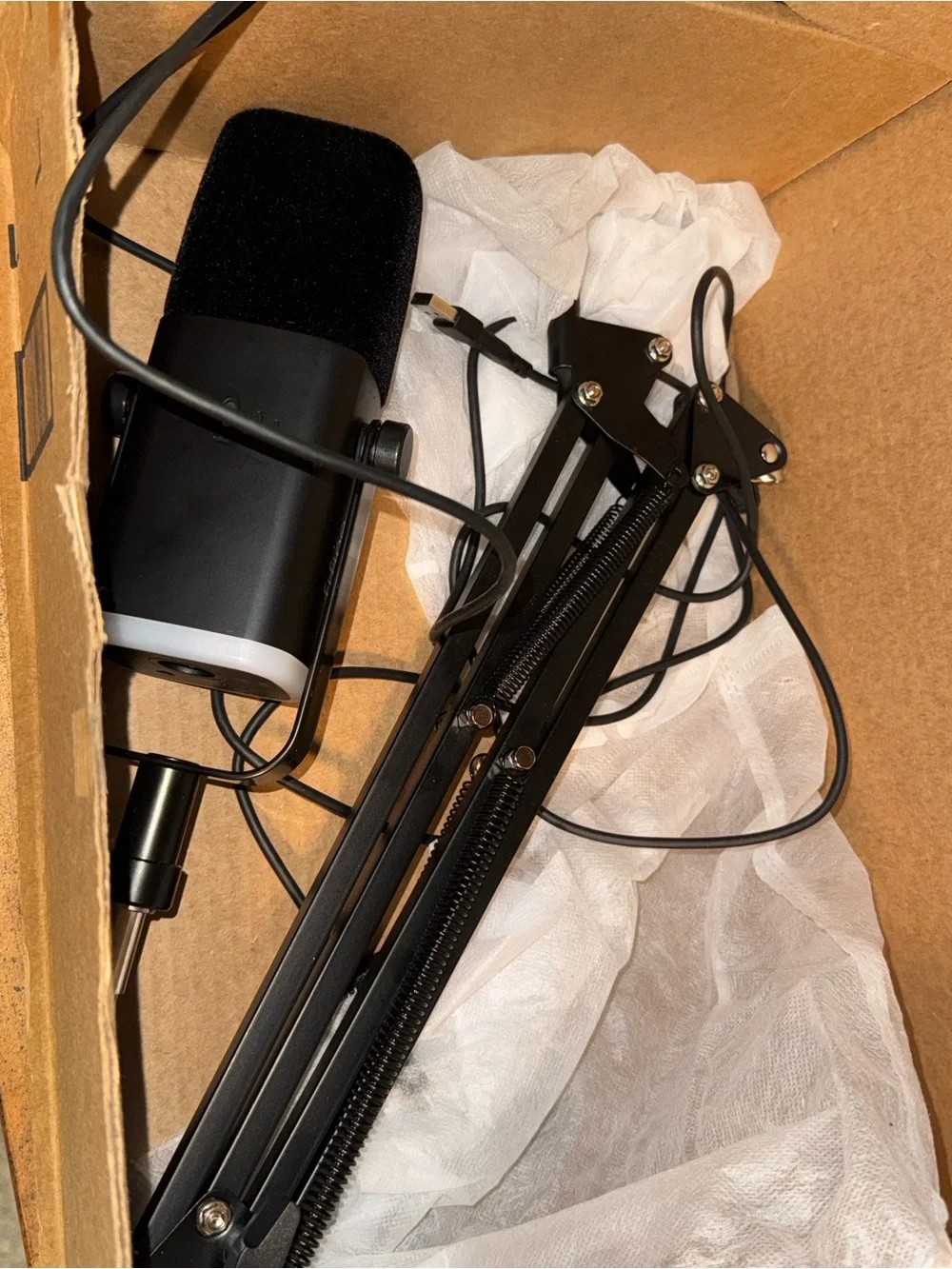 Black Desktop USB Microphone with Adjustable Boom Arm